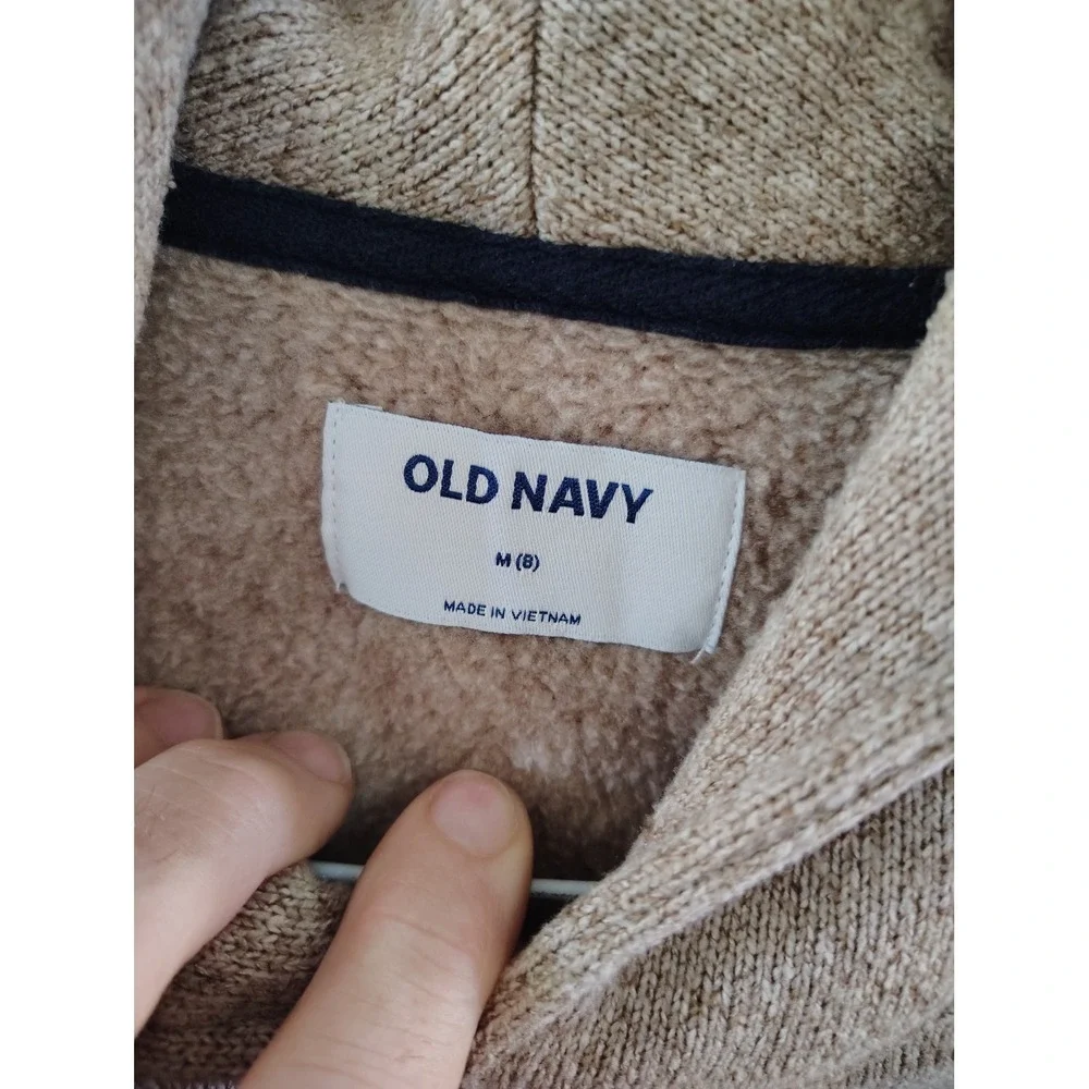 Old Navy Boys Tan Marled Knit Shawl Collar Button Pullover Sweater Size M 8